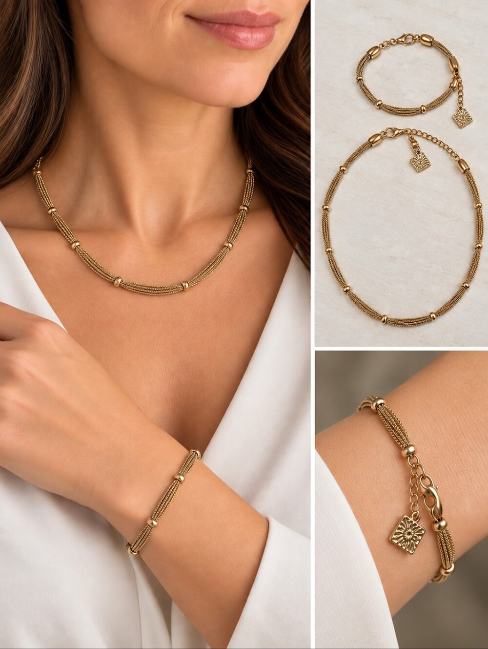 ✨ Vintage Anne Klein Gold-Tone Woven Mesh Necklace